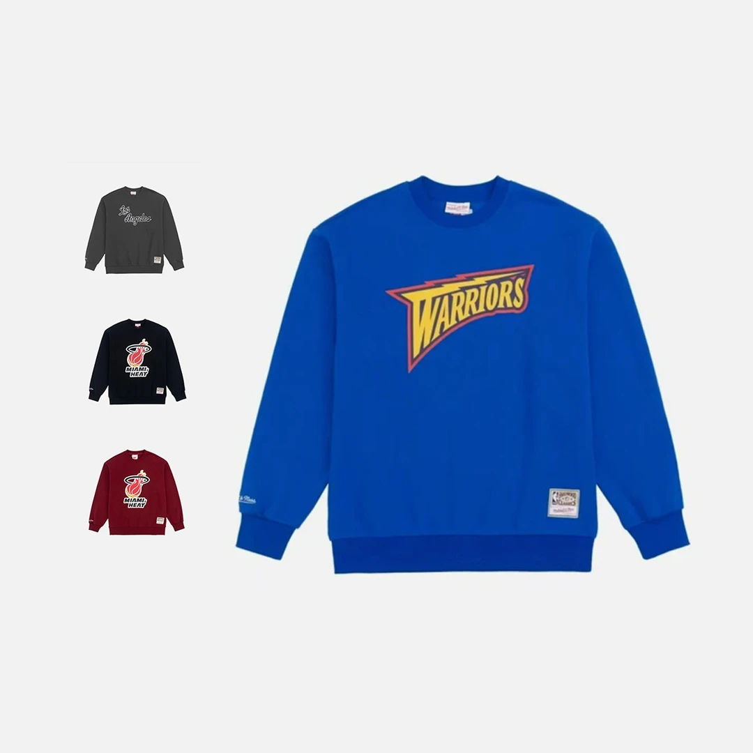 Mitchell&NessNBA联名湖人勇士热火球队系列秋冬季圆领运动卫衣