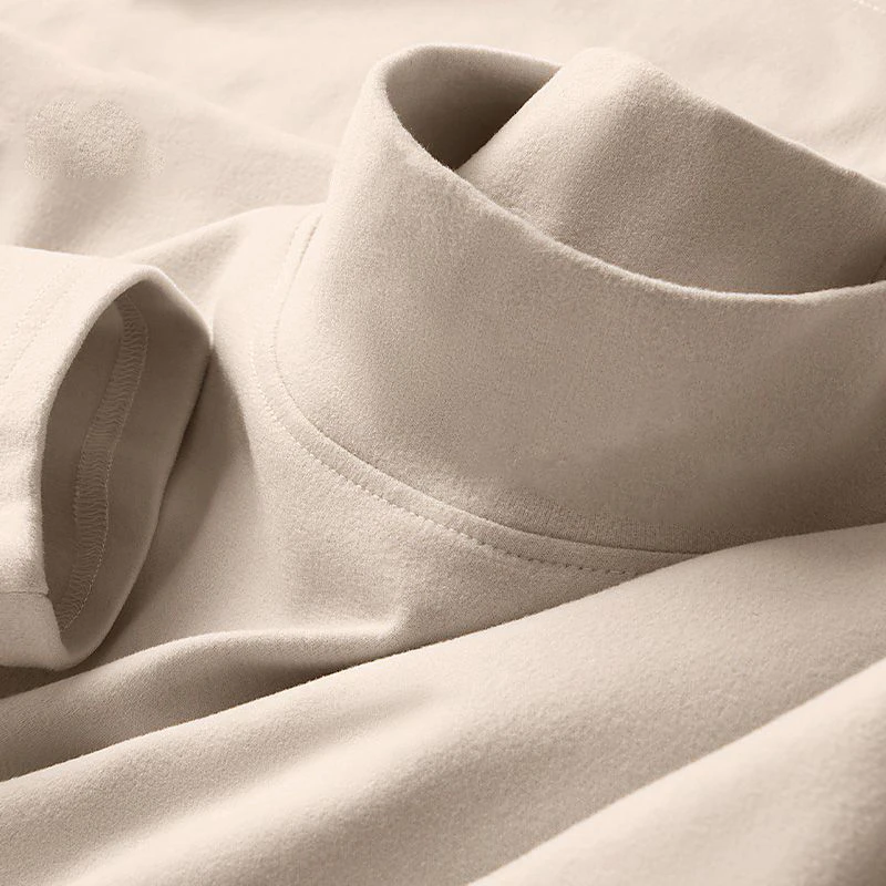 【发货快】半高领双面德绒打底衫男士长袖t恤上衣服潮牌男内搭秋衣