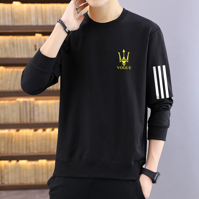 秋冬季加厚卫衣男士打底衫长休闲圆领套头上衣宽松外套百搭袖保暖