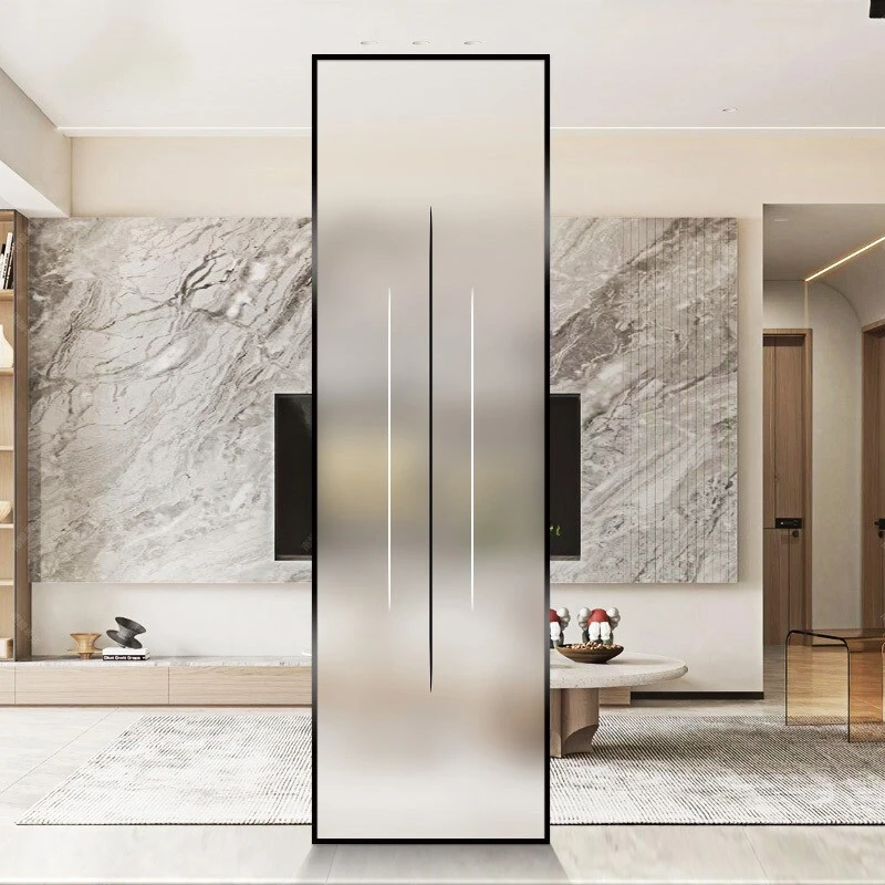 现代轻奢艺术玻璃屏风客厅入户玄关正对门简约隔断洗手台装饰遮挡