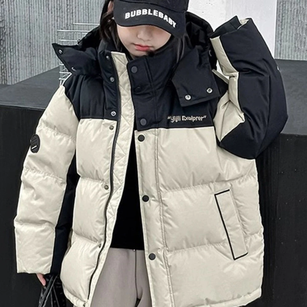 韩国童装儿童羽绒服亲子装面包服女童男童宝宝中长款加厚白鸭绒潮