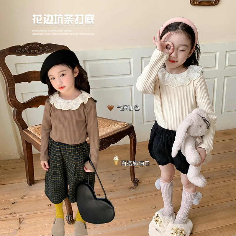 【断码青仓，售完不补】 23B-60花边领坑条打底衫