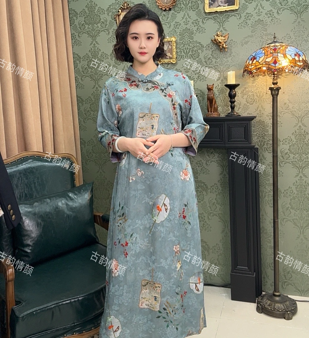 【永夜】2024重磅香云纱新式旗袍风遮肉显瘦连衣裙时尚中国风旗袍