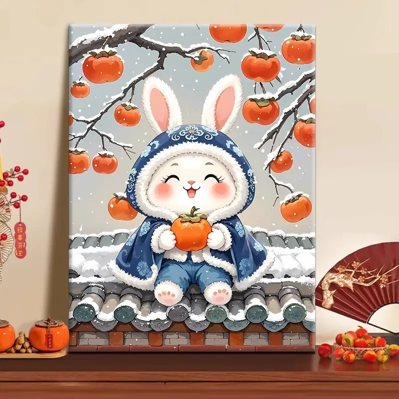 暖冬吉祥物 diy数字油画高品质手工填涂色解压治愈丙烯装饰画