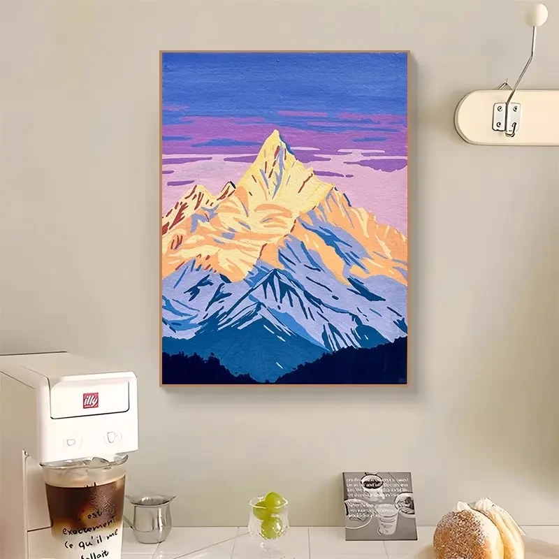 雪山之巅diy数字油画高品质手工填涂色解压治愈丙烯装饰画