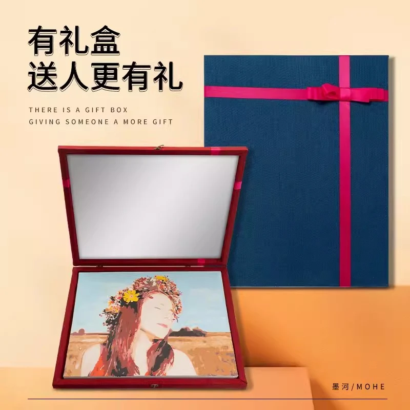 （云端）礼盒数字油画定制送礼盒拼图木质麻布包装盒装画礼物礼品盒