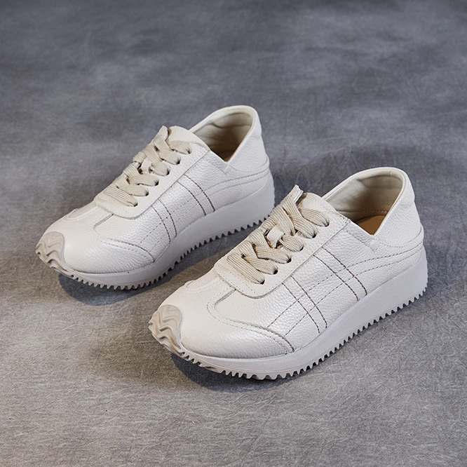 2024年秋季新款头层牛皮软底软面运动鞋子复古休闲百搭阿甘单鞋女
