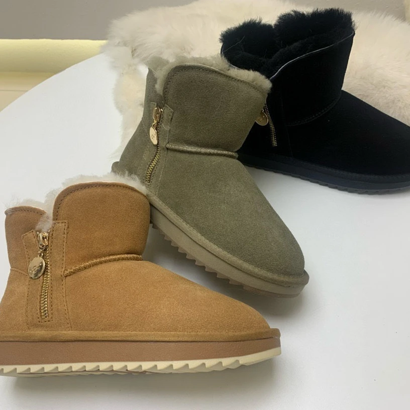 爆款雪地靴女2024新款冬季绒里保暖厚底侧拉链百搭舒适时尚女靴