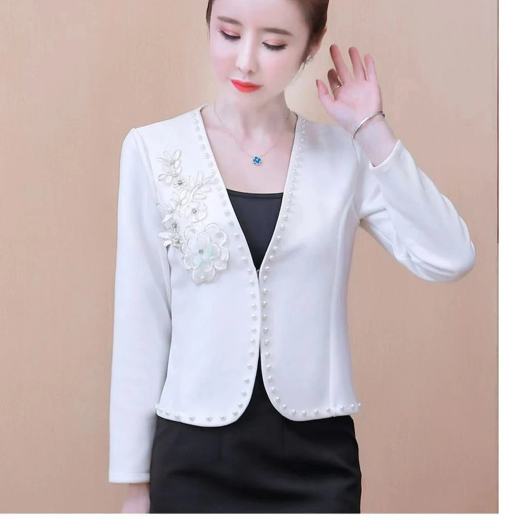 【小西装外套】绣花短外套春秋装百搭洋气显瘦时尚白色春夏小开衫