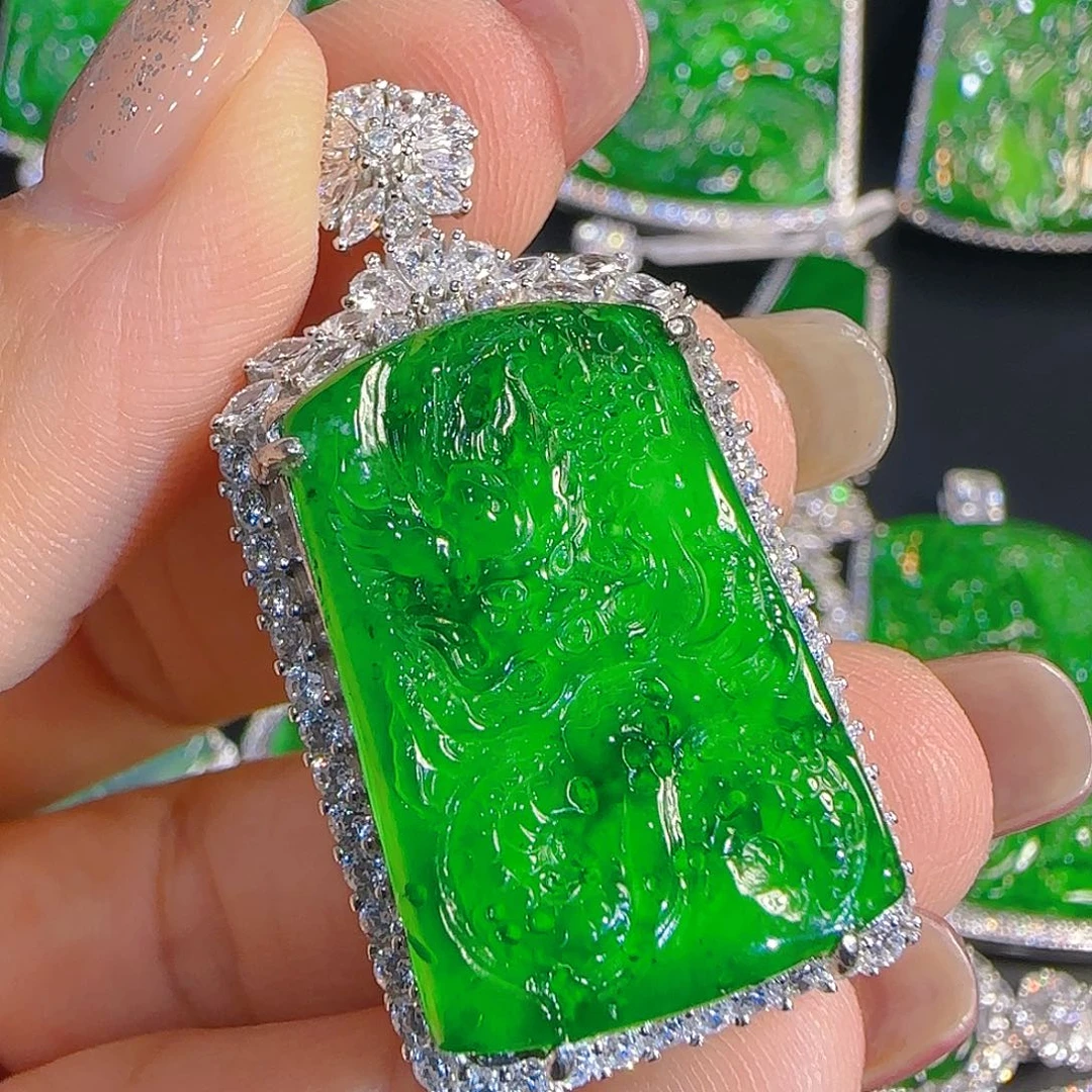 翡翠吊坠(不含链)银S925镶嵌