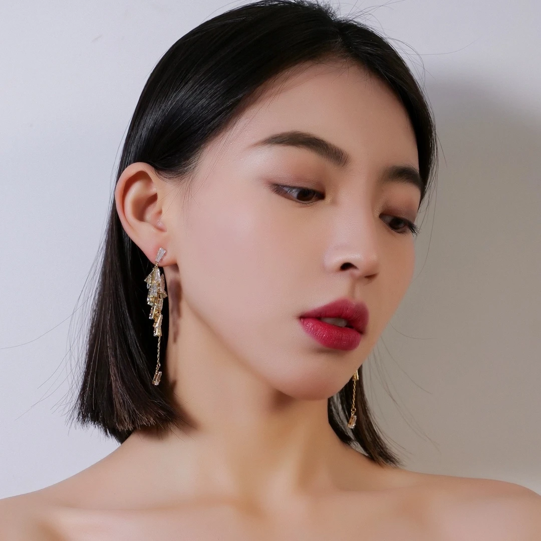 铜合金合金耳饰 【E92】时尚轻奢百搭法式小众设计感耳环