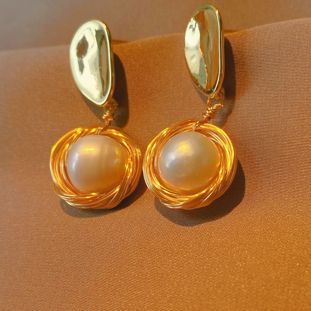 珍珠【Z79】银针耳钉法式设计师耳饰气质高级感百