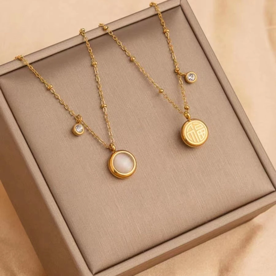 钛钢项链 【T75】时尚五金女孩轻奢ins双面福袋项链气质锁骨链