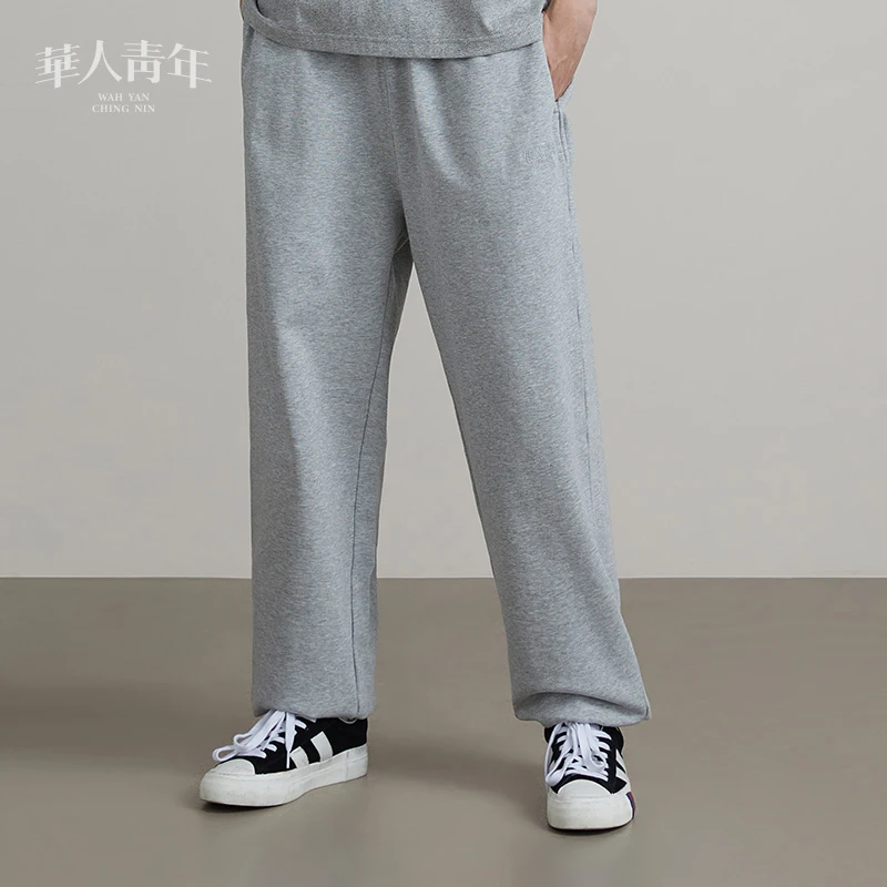 華人青年基础刺绣小logo卫裤夏季新款情侣休闲束脚裤