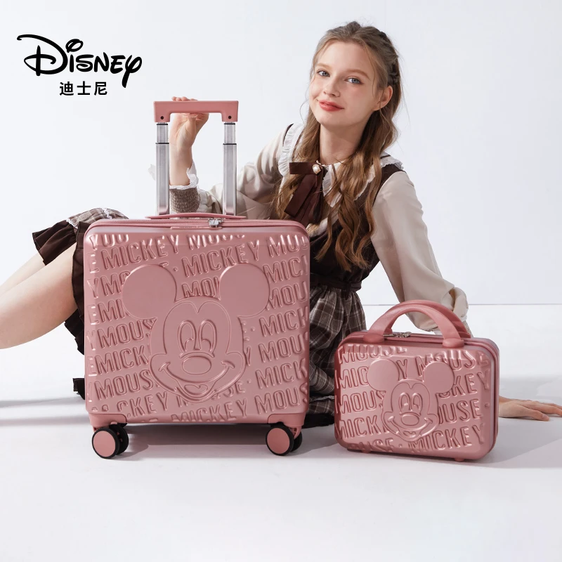 迪士尼行李箱女拉杆箱2024新款pc静音旅行箱小型出差登机密码箱子
