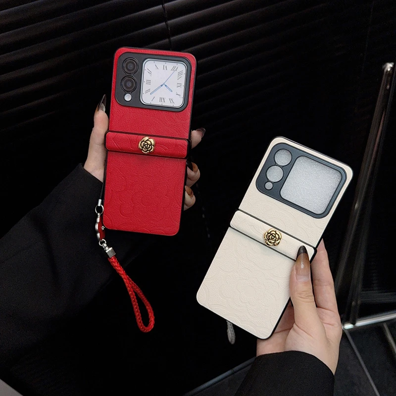 适用华为novaflip手机壳新款novaflip套huawei轻奢山茶花手绳女款