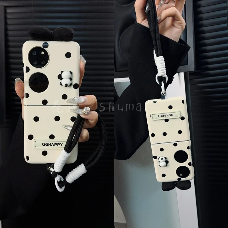 适用华为p50pocket手机壳新款pockets套pocket2波点蝴蝶结爱心女p