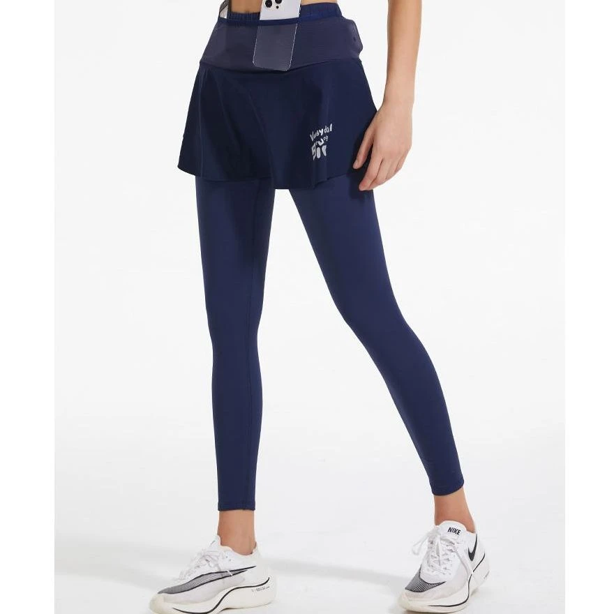 【跑步运动长裤】初秋户外跑步假两件运动长裤装手机高腰紧身瑜伽