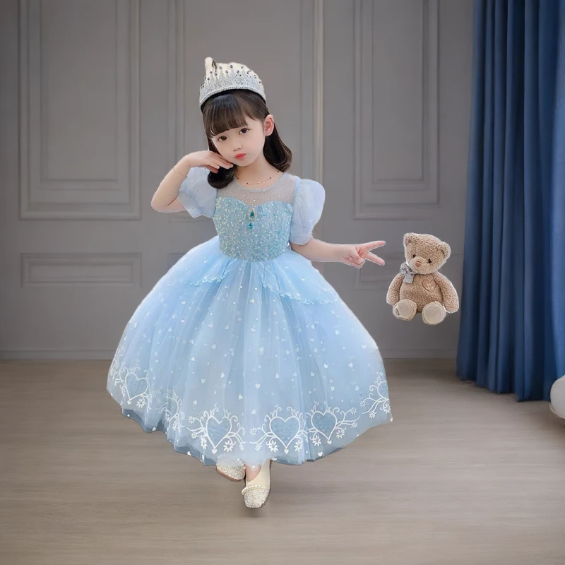 艾莎洋气夏款女儿童冰雪连衣裙女童秋季爱沙裙子宝宝夏装蓬蓬纱