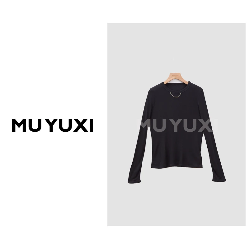MU YUXI 2024秋季新款圆领水溶上衣 SB754