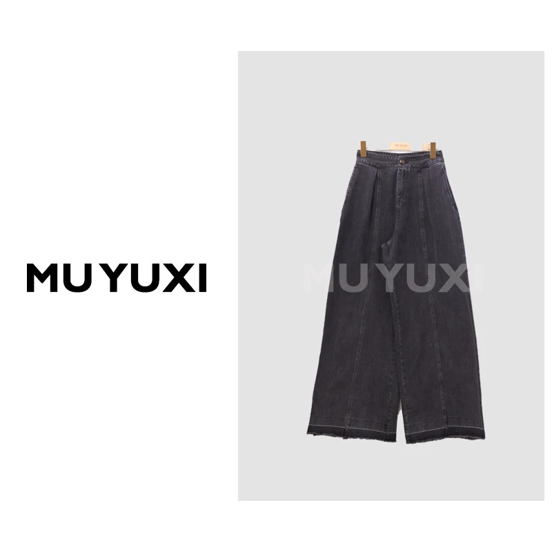 MU YUXI 黑色宽松牛仔裤 YB506