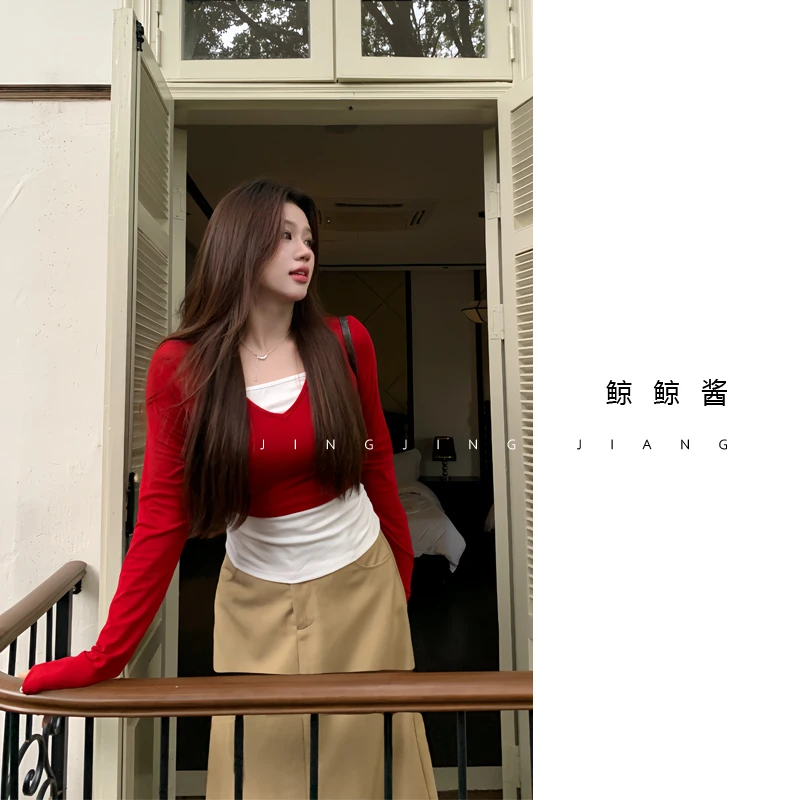 ZOZ鲸鲸酱 【氧气多巴胺】2025新款长袖T恤休闲修身时尚百搭上衣女