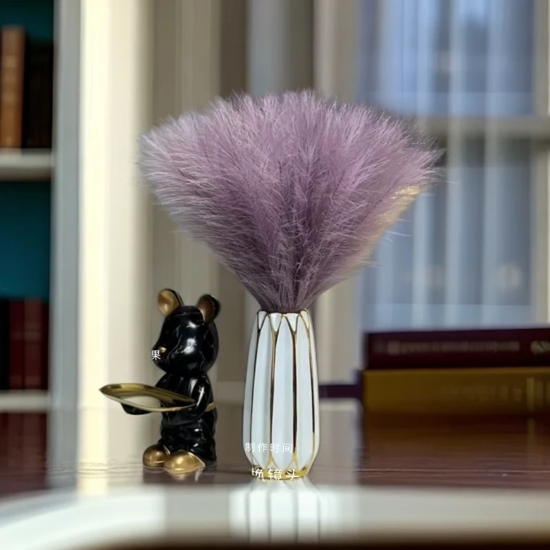 仿真羽毛花芦苇轻奢花束干花家居室内装饰轻奢摆件落地蒲苇网红.