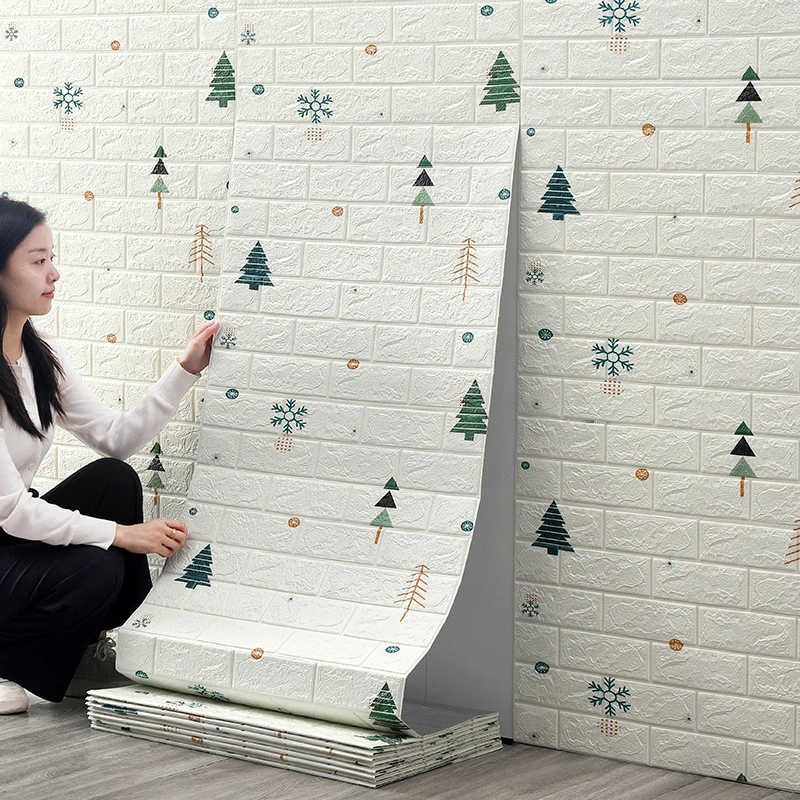 墙纸自粘防水防潮贴纸电视背景墙遮丑白色墙壁改造装饰3d立体墙贴