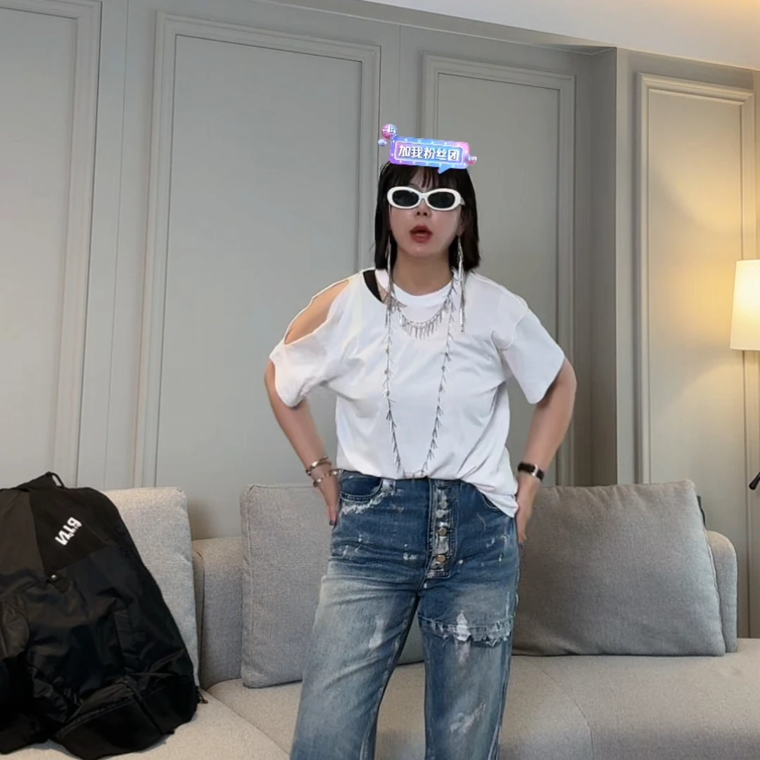 RIRV「Black系列」莓烦恼 露肩t恤