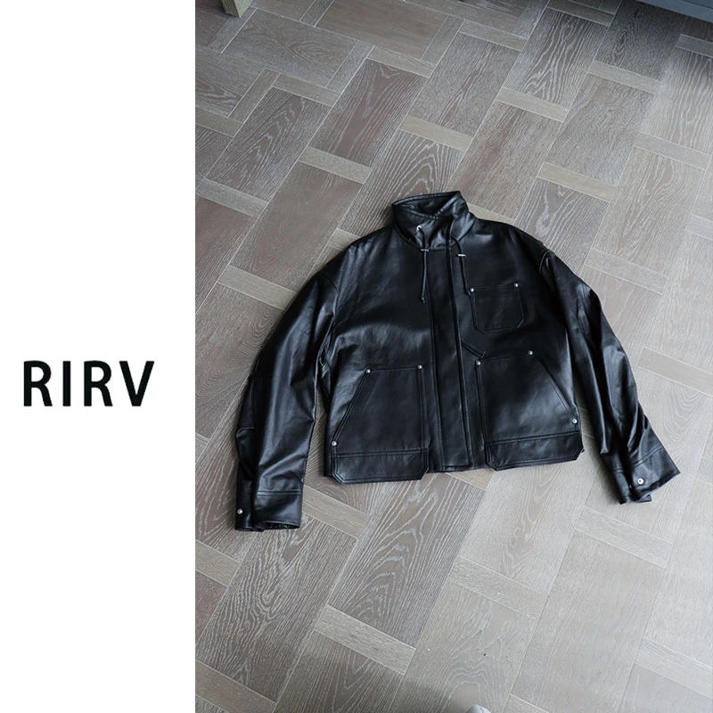 RIRV时髦-"期待入秋"黑色绵羊皮皮衣夹克