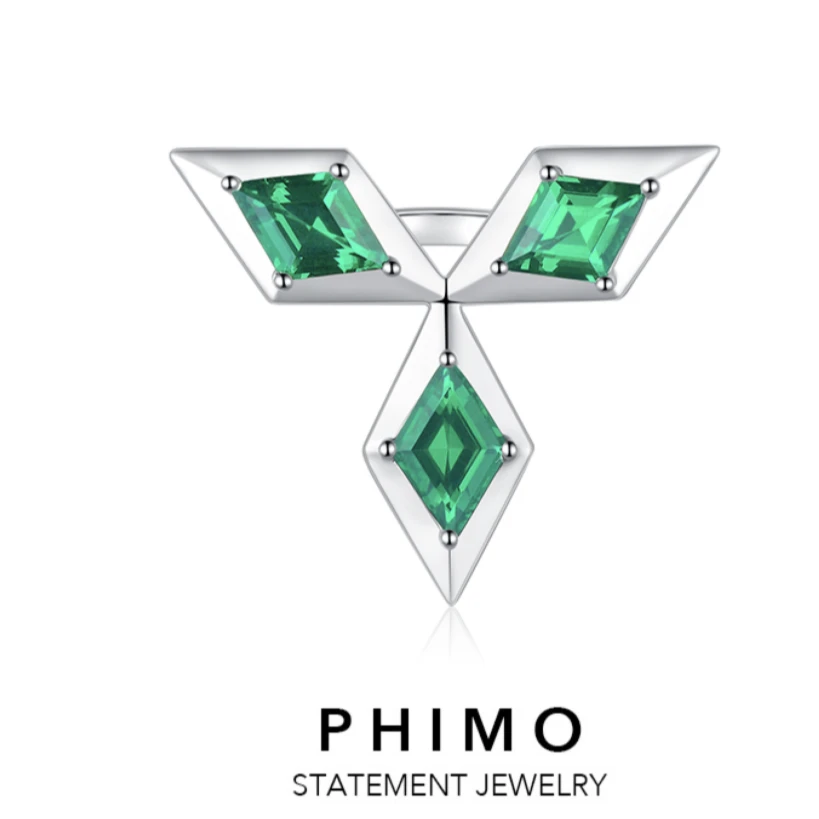 铜合金合成锆石戒指 PHIMO圣诞特别系列-绿冰凌开口戒