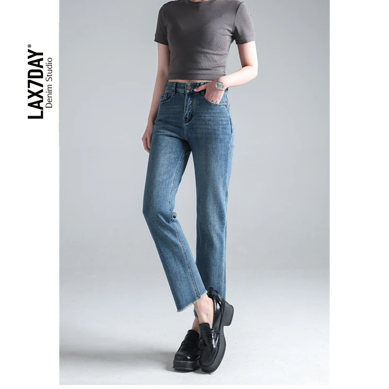 高腰法棍裤3.0弹力修身显瘦直筒九分裤烟管牛仔裤舒适春秋小个子
