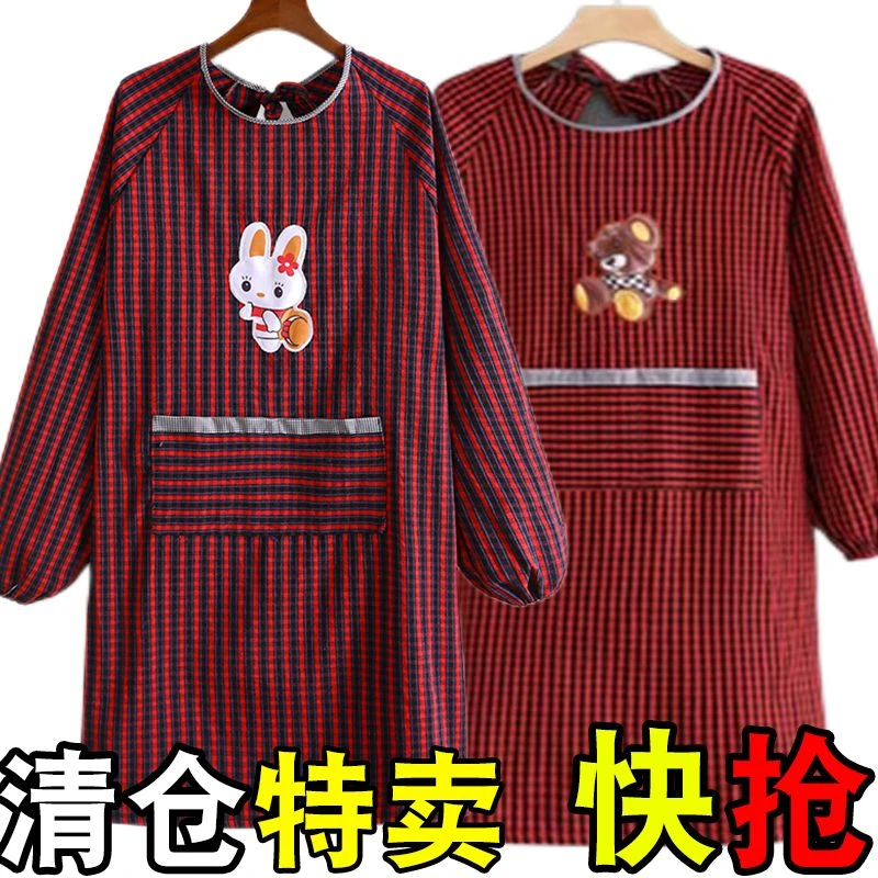 加厚纯棉围裙厨房老粗布工作服反穿家用成人时尚韩版外穿罩衣防水