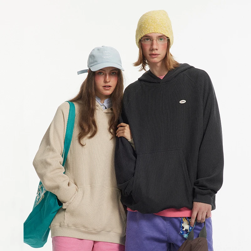 美式复古插肩袖仿毛衣卫衣男女秋季宽松休闲情侣外套JN43Y49