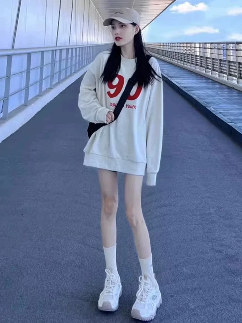圆领卫衣外套女春秋季2024年新款港味chic早秋款薄款长袖上衣