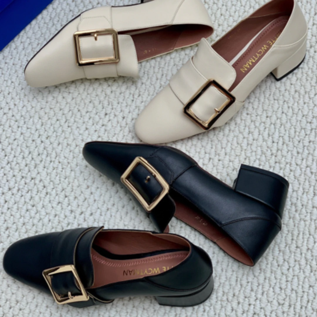 小众方扣乐福鞋女平底百搭懒人单鞋舒适软底