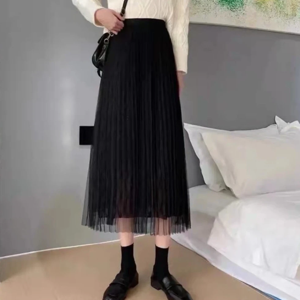 春秋新款显瘦网纱仙女裙新款时尚百搭网纱气质秋季新款百搭半身裙