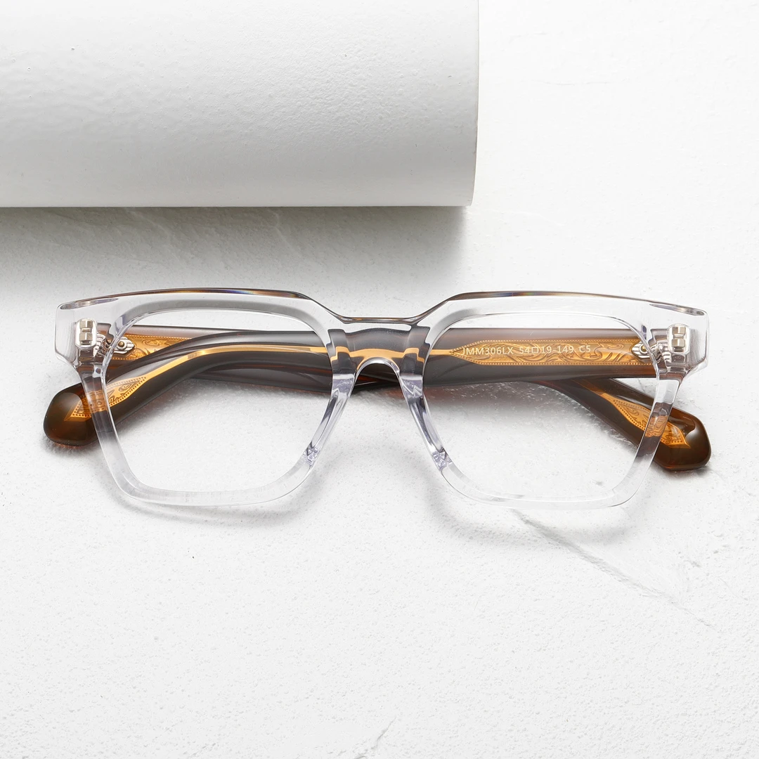 JACQUES同款复古厚料板材JMM306LX方形纯钛平光大框防蓝光配近视