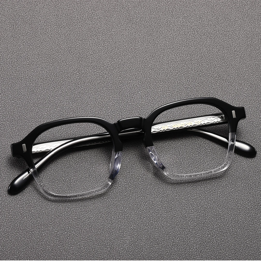 黑框眼镜复古豹纹素颜日本手工T531同款板材镜框双色玳瑁平光近视