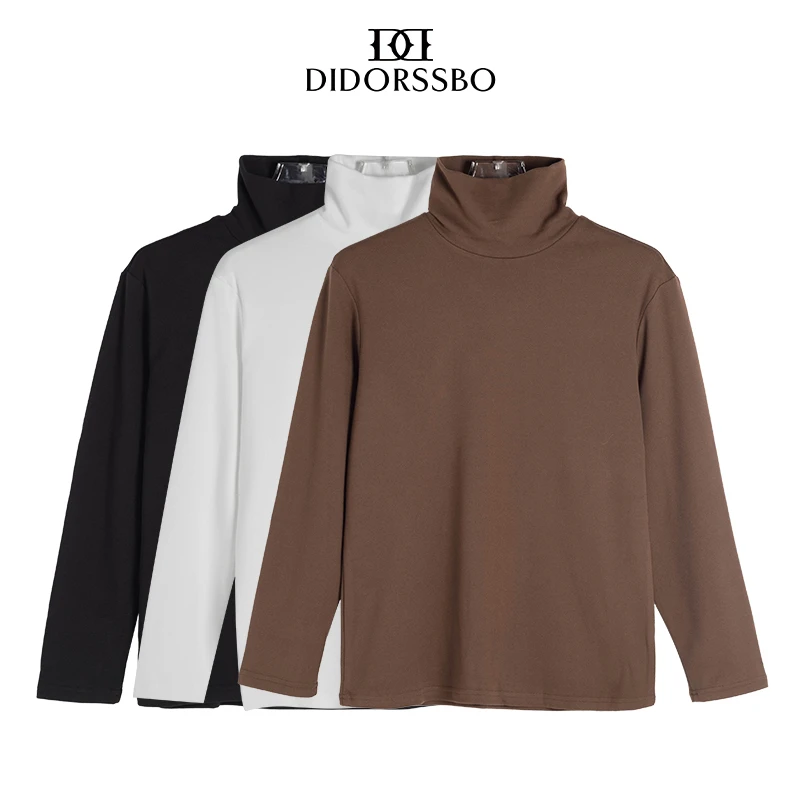 DIDORSSBO秋冬季新款时尚休闲百搭修身纯色打底双面绒高领T恤7713