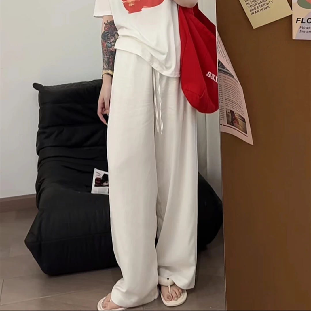 【瘦瘦】极简的神-夏季大码透气莱赛尔抽绳宽松高腰休闲拖地裤S0672