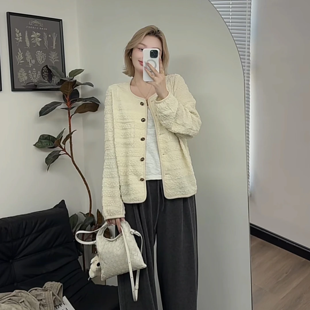 【瘦瘦】泡泡小香风外套-气质高级感开衫洋气上衣女秋季显瘦S0793