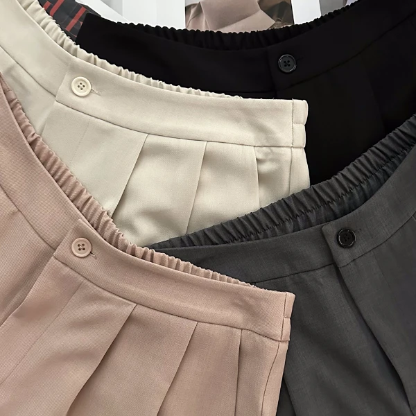 【瘦瘦】纯色薄款垂感大码女西装裤休闲显瘦宽松拖地直筒裤S0442