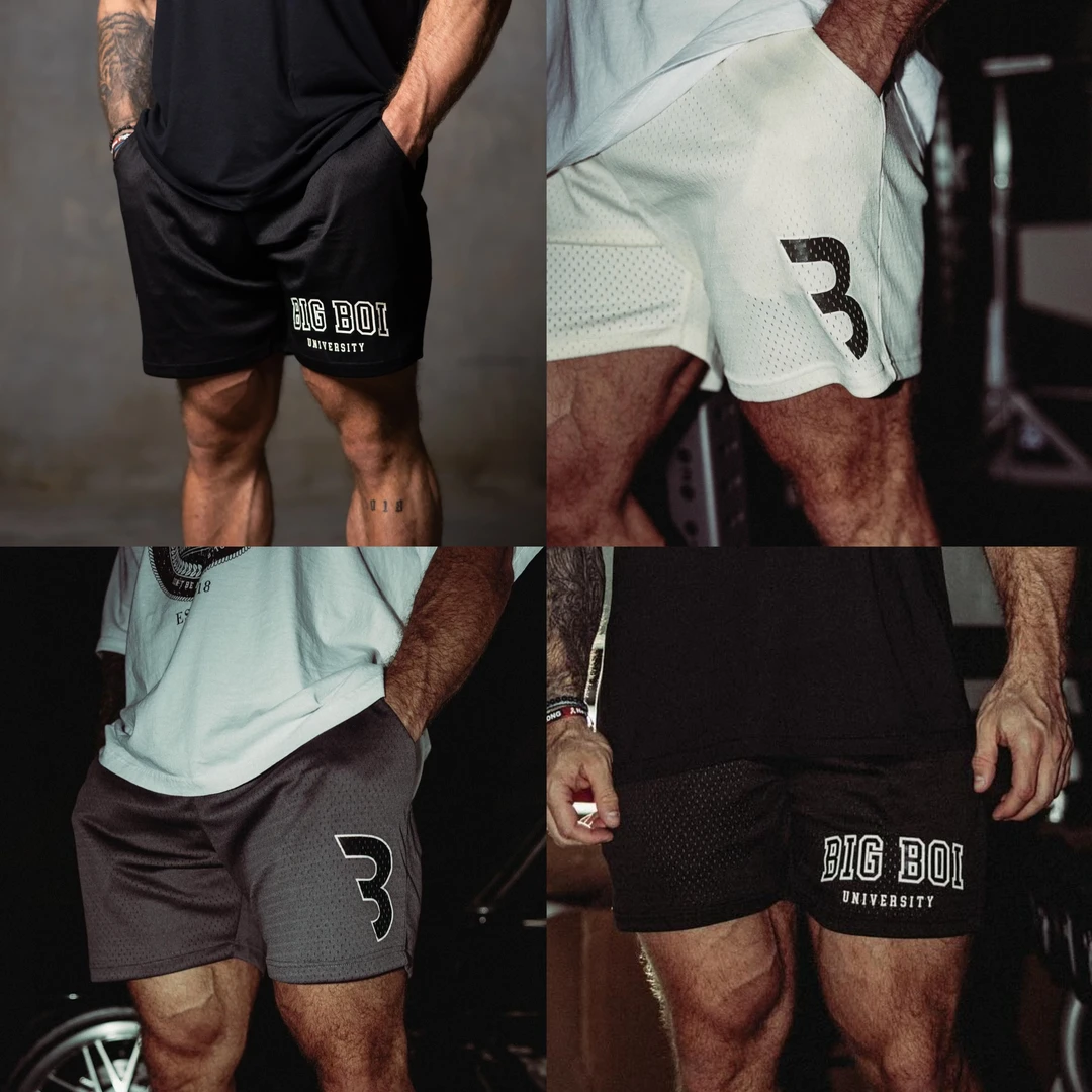 克里斯健身宽松网眼短裤男女运动美式篮球裤深蹲透气四分裤短裤