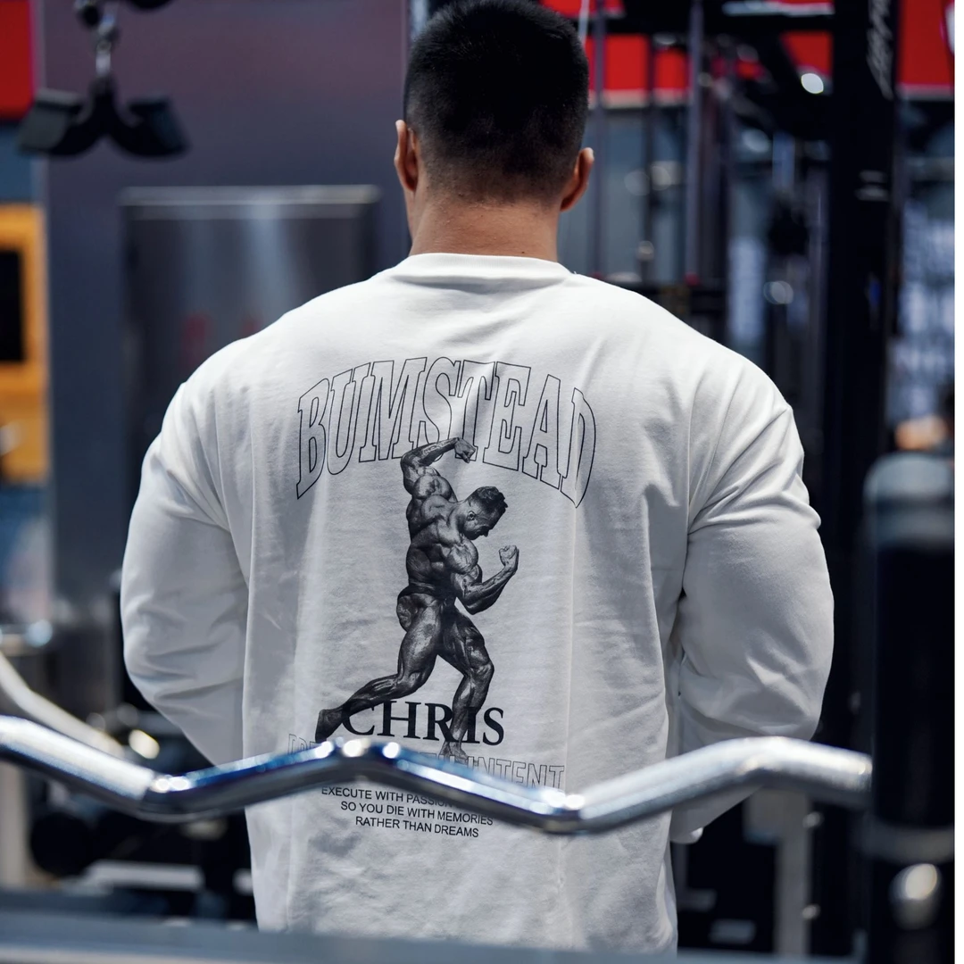 克里斯四分之三展背宽松长袖T恤男女健身运动透气纯棉美式打底衫