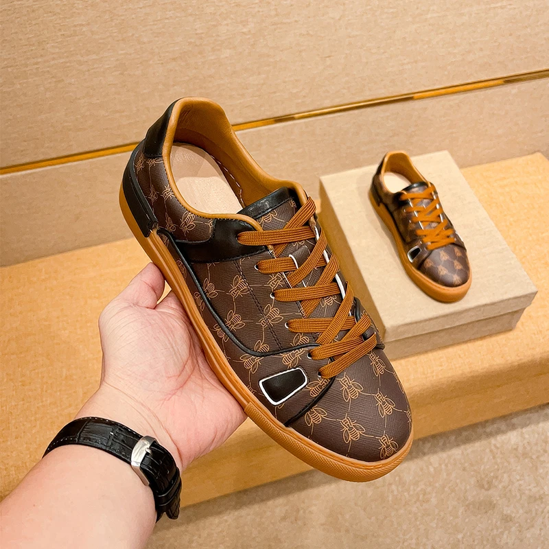 欧洲站奢侈品男鞋2024新款潮流时尚板鞋韩版小蜜蜂印花休闲鞋男潮