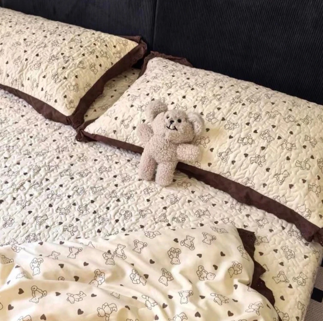 纯棉枕套法式花边夹棉绗缝加厚防滑法式枕头套2只公主风机洗48*74