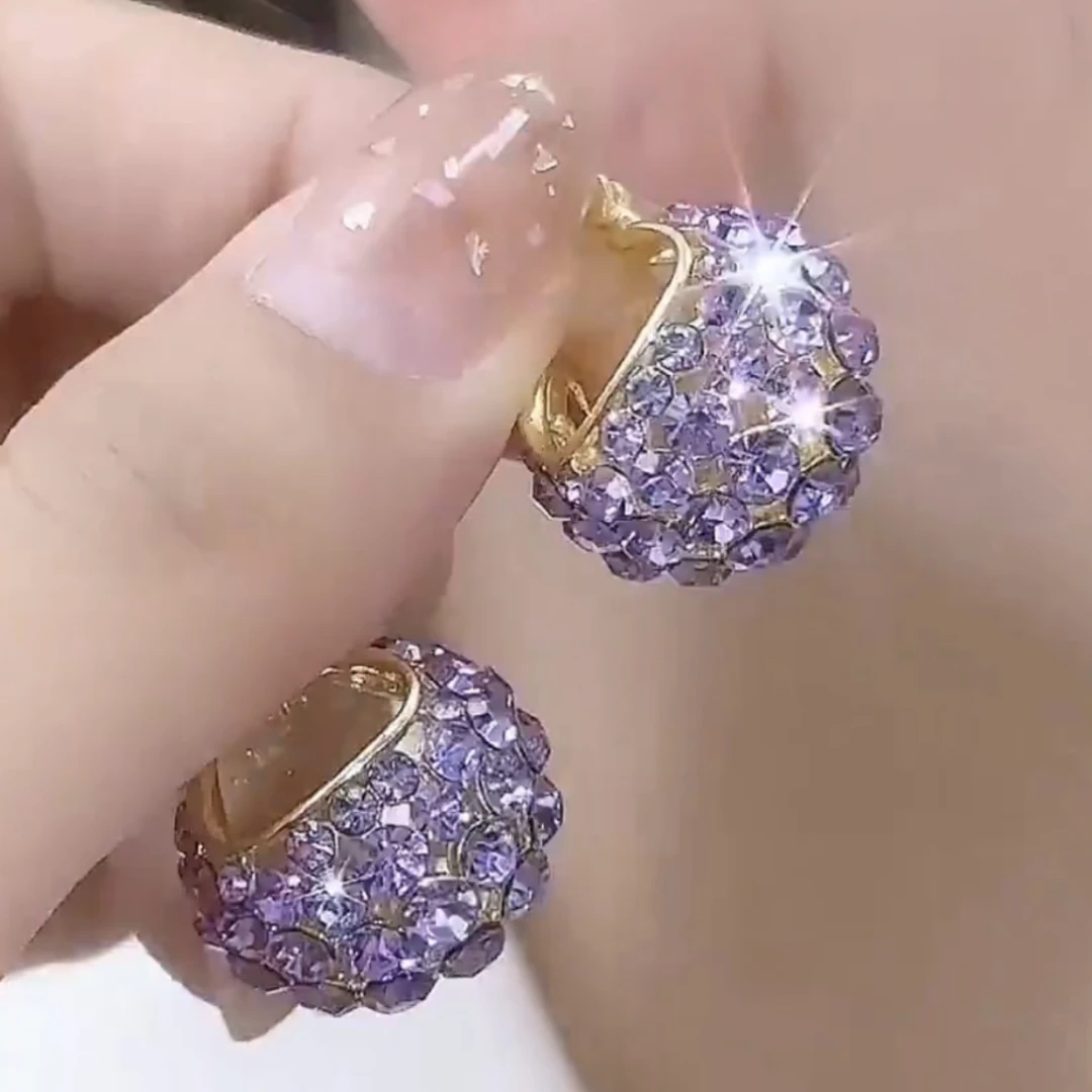 锌合金耳饰 紫罗兰气质紫色提篮耳扣耳环女2023新款时尚显白耳坠