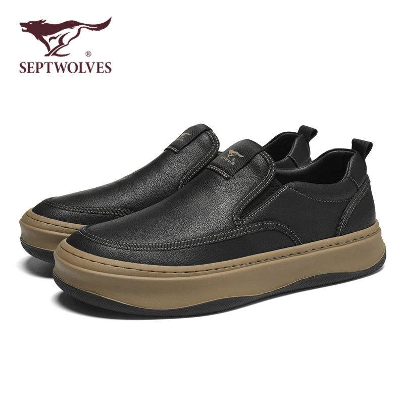 七匹狼男鞋一脚蹬舒适新款百搭感防滑皮鞋0665商务休闲男款