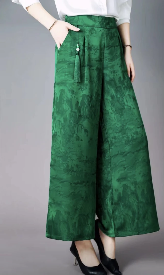 【锦绣山河】夏季新款国风复古风花萝提花气质减龄款阔腿裤